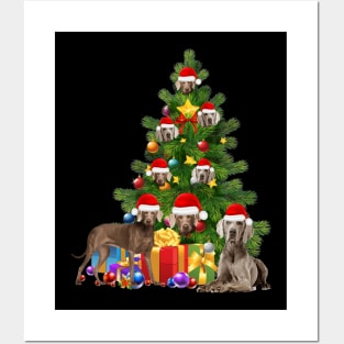 Weimaraner dog Christmas Tree T-Shirt Posters and Art